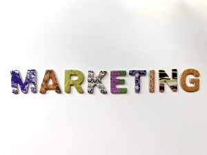 A carousel with the word "Marketing"